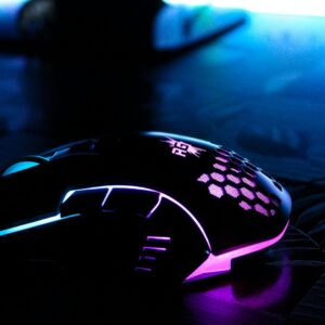 black and white corded computer mouse
