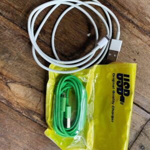 a couple of cords and a bag on a wooden floor